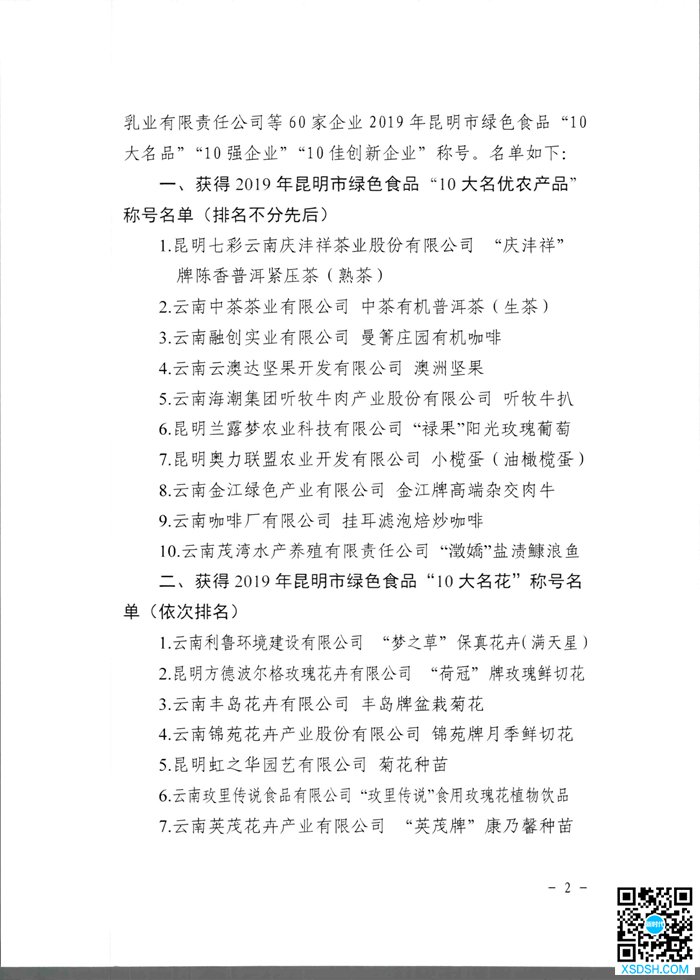 031915001429_0小组关于授予2019年昆明市绿色食品“10大名品”“10强企业”“10佳创新企业”称号的决定_2 031915001429_0小组关于授予2019年昆明市绿色食品“10大名品”“10强企业”“10佳创新企业”称号的决定_2